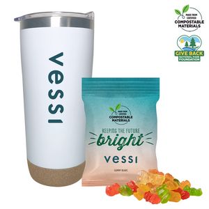 [LMS334-C11-K] Cork Base Double Wall Tumbler with Compostable bag of Gummy Bears
