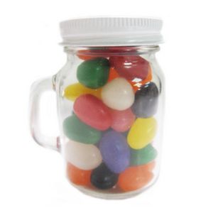 [MMJ-JEL-K] 3.65 Oz. Glass Mini Mason Jars w/Assorted Jelly Beans