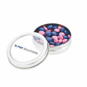 [N26001-CBU-K] 2.5 Oz. Small Top View Tin w/Chocolate Buttons
