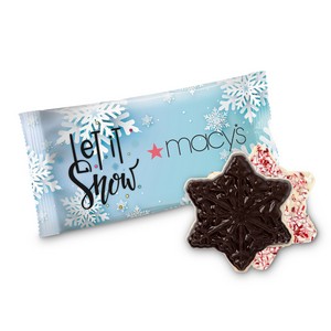 [PBR-75-FC-SNOW-K] .75 oz Full Color Wrapped Peppermint Bark Snowflake