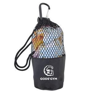 [PEY4050PCR-K] Cooling Towel in Mesh Drawsting Pouch w/Carabiner