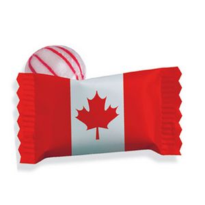 [PP-CDN-FLAG-K] Red Striped Peppermint Candy w/ Stock Canadian Flag Wrapper
