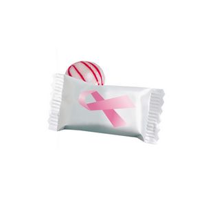 [PP-PINK-K] Red Striped Peppermint Candy w/ Stock Pink Ribbon Wrapper