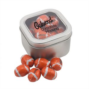 [SBF2700-028-K] Window Tin w/Chocolate Footballs