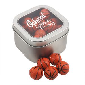 [SBF2700-033-K] Window Tin w/Chocolate Basketballs