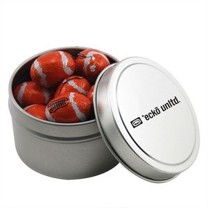 [SBF3100-028-K] Round Tin w/Chocolate Footballs