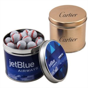 [SBF4100-029-K] Round Tin w/Chocolate Baseballs