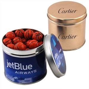 [SBF4100-033-K] Round Tin w/Chocolate Basketballs