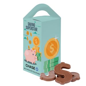 [TOT-DLR-K] Tote Box with 1 oz Milk Chocolate Dollar Signs