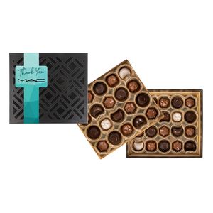 [TR16-B2G-K] Gourmet Truffles Gift Box w/ Square Full Color Band - 40 pc