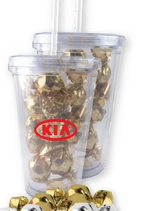 [TUMB-TWT-K] 16 Oz. Clear Acrylic Tumbler W/Wrapped Truffles (15 Piece)