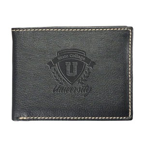 [C177] Andrew Philips® Leather Contrast Stitch Billfold Wallet