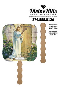 [2642-01] Skinner & Kennedy® Christ Knocking At The Door - Pictorial Fan (Beige Plastic)