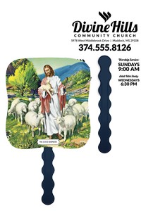 [2643-01] Skinner & Kennedy® The Good Shepherd - Pictorial Fan (Beige Plastic)