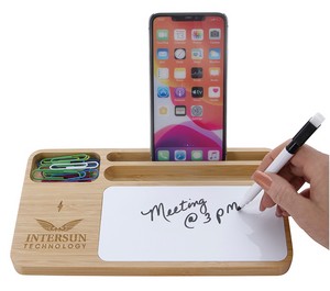 [32504] Bamboo 10W Wireless Charging Base with Dry Erase Board
