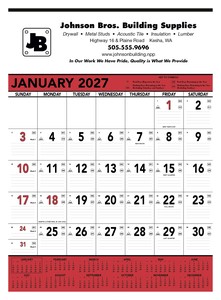 Triumph® Calendars Red & Black Contractor Memo Calendar