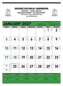 Triumph® Calendars Green & Black Contractor Memo Calendar