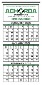 Skinner & Kennedy® 3-Month Display 12-Sheet Calendar