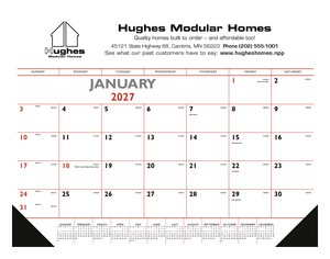 [6501] Triumph® Calendars Red & Black Desk Pad with Vinyl Corners