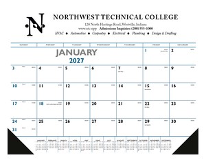 [6504] Triumph® Calendars Blue & Black Desk Pad with Vinyl Corners