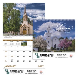 [7045] Good Value™ Scenic Churches - Spiral Calendar