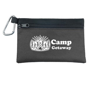 [PZ600] Garyline® Two-Tone Polyester Zip Pouch with Carabiner