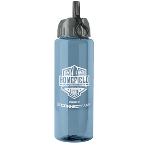 [RP32A] Garyline® Slim Fit RPET Bottle with Ring-Straw Lid - 32 oz.