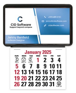 [V7859] Triumph® Calendars Press-N-Stick Business Card Holder (No Imprint) With Calendar Pad