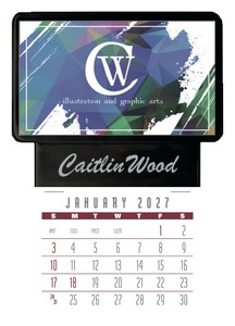 Triumph® Calendars Press-N-Stick Business Card Holder With Imprint And Calendar Pad