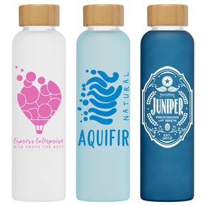 [WDK] Lucerne - 20 oz. Frosted Borosilicate Glass Bottle with Bamboo Lid