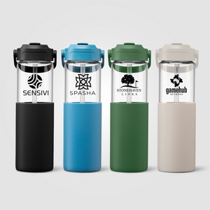 [WKG] Leeds Glass Silicone Sleeve Straw Bottle - 20 oz.