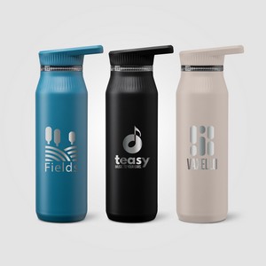 Majesty Recycled Stainless Steel Dual-Lid Handle Bottle - 25 oz. - Laser Engraved