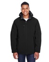 North End® Men's Glacier Insulated Three-Layer Fleece Soft Shell Hood Jacket with Detachable Hood