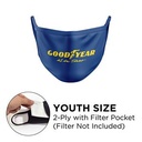 Mask - Flat 2 Ply With Pocket Cotton Silscreened Fixed Ear Youth Size
