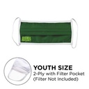Mask - Pleated 2 Ply With Pocket Cotton Silscreened Fixed Youth