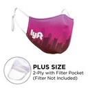 Mask - 3D (No Piping) 2 Ply With Pocket Full Color Polyester Adjustable Ear Plus Size