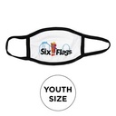 Mask - Flat 2 Ply Full Color Polyester White Black Trim Fixed Ear Youth Size