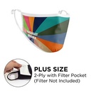 Mask - 3D 2 Ply With Pocket Full Color Polyester Adjustable Ear Plus Size