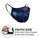 Mask - 3D 2 Ply With Pocket Full Color Polyester Fixed Ear Youth Size
