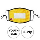 Mask with PVC Window 2 Ply Full Color Polyester Adjustable Ear Youth Size