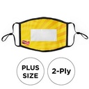 Mask with PVC Window 2 Ply Full Color Polyester Adjustable Ear Plus Size