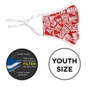 Mask with Sewn-In Filter - 3D 3-Ply Full-Color Polyester Adjustable Ear Youth Size