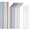 Single Stainless Steel Straw - Bent (6mm) - COLOURED