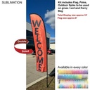 10' Small Feather Flag Kit, Full Color Graphics Double Sided, Outdoor Spike base and Bag Included