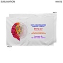 Plush Soft White Velour Terry Cotton Blend Hand, Sports Towel, Sublimated Full Color Logo (15"x25")