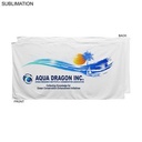 Plush and Soft Velour Terry Cotton Blend White Beach Towel, Sublimated Full color logos (30"x60")