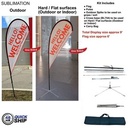 48Hr Quick Ship - 9' Small Tear Drop Flag Kit, Full Color Graphics One Side, Outdoor & Indoor bases