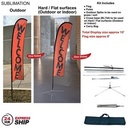 24Hr Express Ship - 10' Small Feather Flag Kit, Full Color Graphics One Side, Outdoor & Indoor Bases