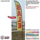 24Hr Express Ship- 15' Large Feather Flag Kit, Full Color Graphics One Side, Spike and Bag Included.