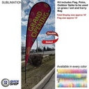 48 Hr Quick Ship -16' X-Large Tear Drop Flag Kit, Full Color Graphics Double Side, Spike and Bag